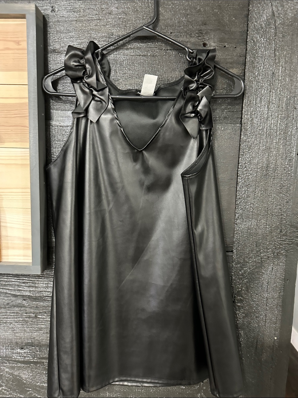 HEIMISH USA Black Faux Leather Top with Tag
